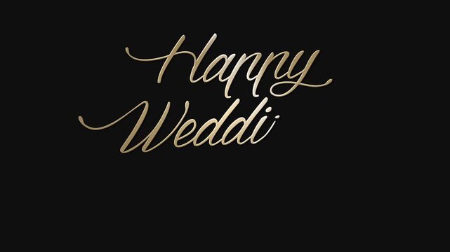 Happy Wedding Day Gold Calligraphy Animation &ndash; Luxury Metallic Script Text