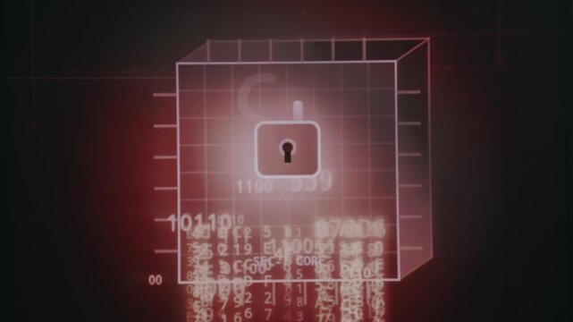 Data breach visualization with animated cube releasing streams of sensitive information