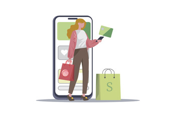 モバイルカードでスマートに買い物する女性 © mamio