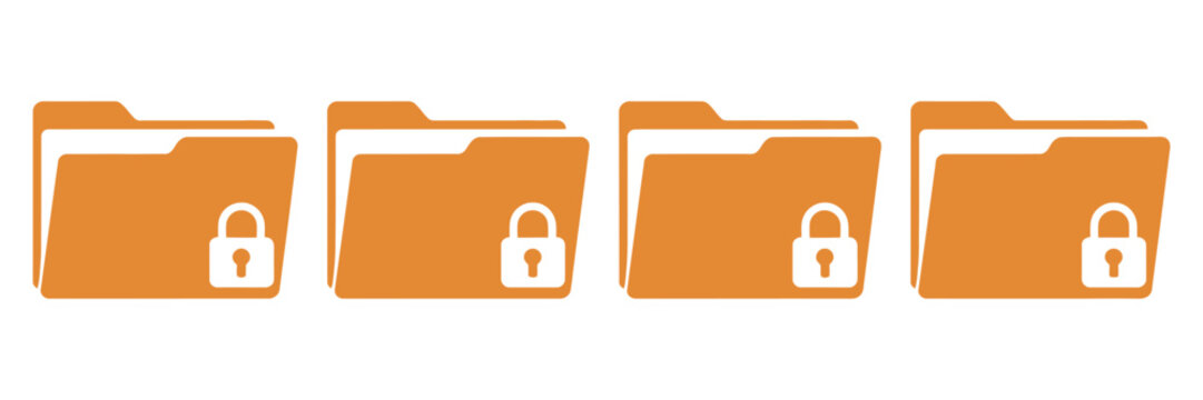 File folder locked icon set, vector illustration, secure data folder symbol