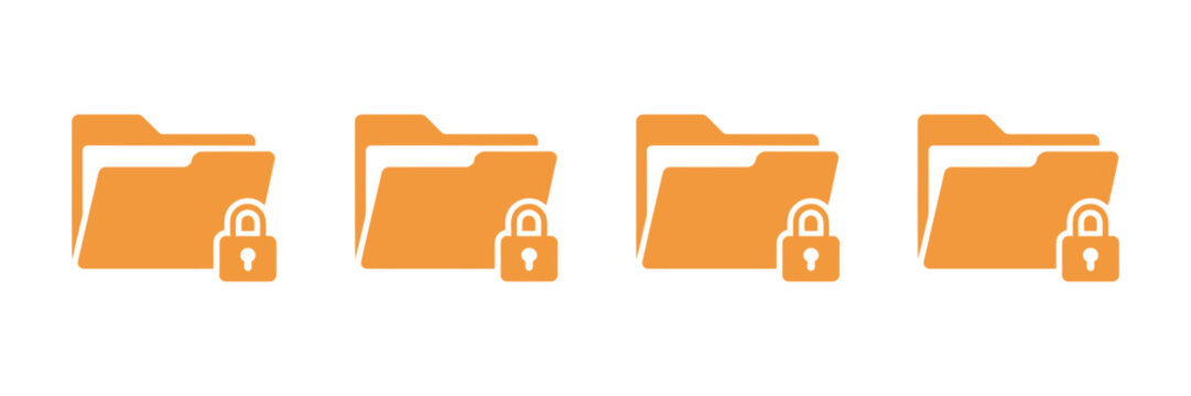 File folder locked icon set, vector illustration, secure data folder symbol