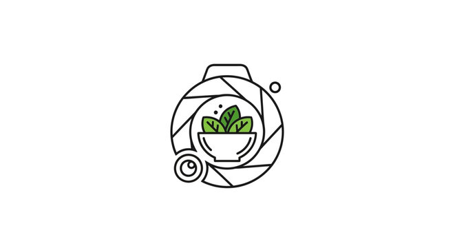 Camera lens with healthy green leaves in a bowl.