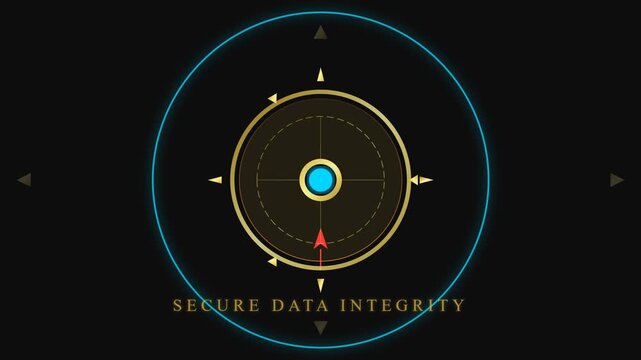 Secure data integrity monitoring futuristic HUD interface animation