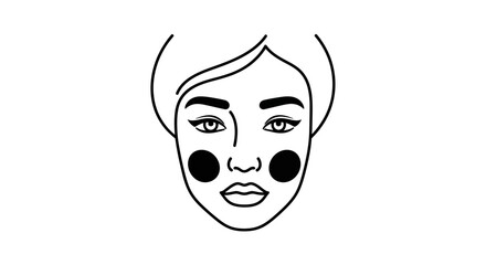 Obraz premium Minimalist Woman Face Outline with Black Cheeks, Beauty Concept