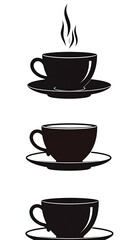 Obraz premium A simple graphic illustration of three black coffee cups