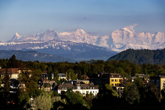 bern city and the berner alps from far