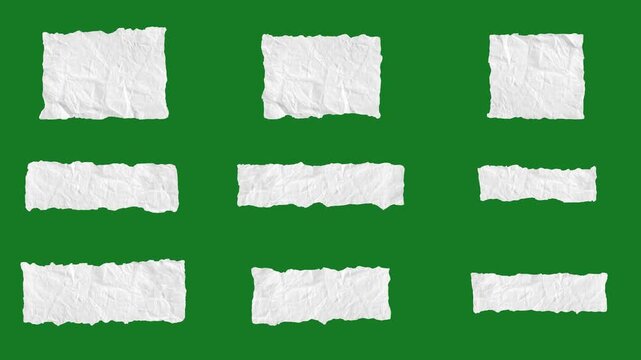 Hand-Drawn Torn Paper Lower Thirds | Ripped Paper Text Box Elements green screen | Minimalist Paper Strip Graphics hand drawn animation