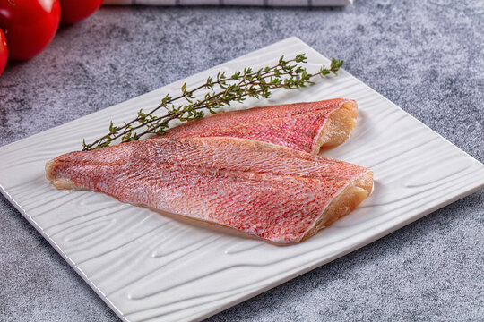 Raw red sea perch fillet
