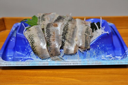 Sardine sashimi purchased at a supermarket in Tokyo, Japan