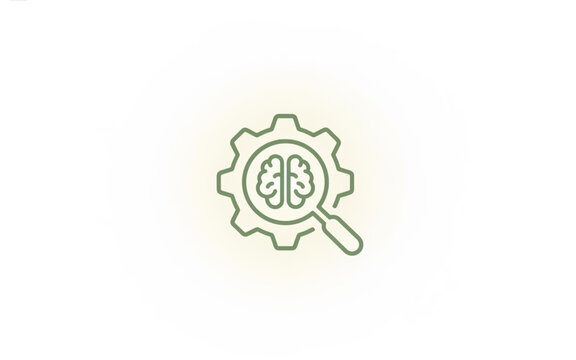 Innovative Brain Gear Icon Representing Cognitive Technology and Scientific Research Exploration