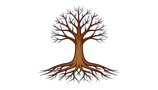 A tree with a brown trunk and bare branches