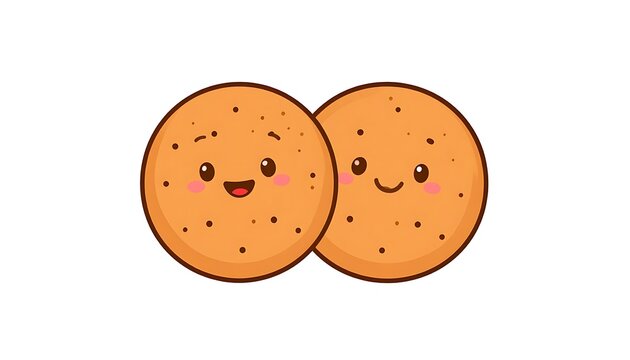 Two smiling cartoon cookies with faces and blush