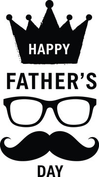 Happy father's day crown glasses mustache silhouette celebrating dad's special day