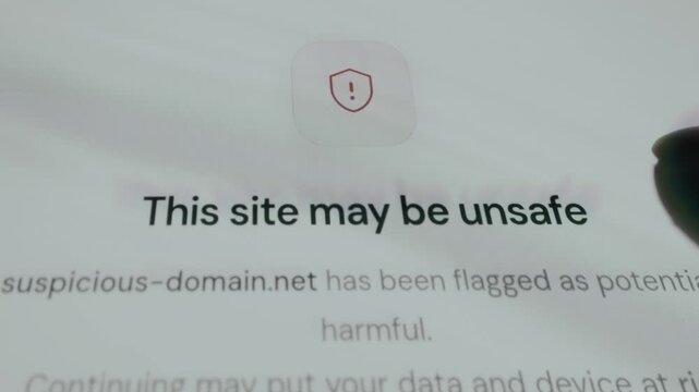 Browser alert indicating unsafe website and potential malware detection