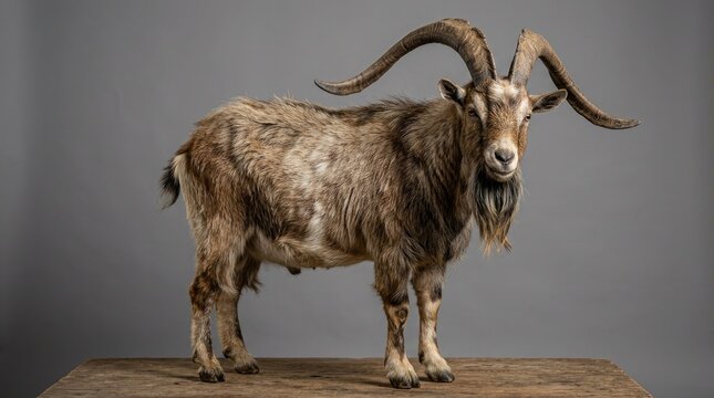 Majestic goat portrait a full body view of a horned caprine