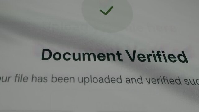 Document Verified status, file has been uploaded and verified successfully
