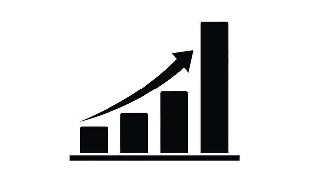 growth chart icon black silhouette of ascending bar graph on white background high quality professional detailed modern elegant stylish clean crisp