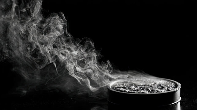 Burning grill with sparks and smoky fog frame concept. A captivating image of smoke rising from a container.