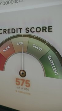 Credit score visualization reflecting a fair rating category