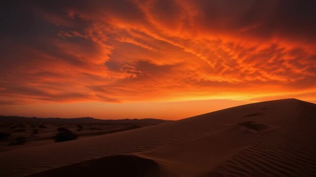 A lone runner in silhouette sprints across the crest of a vast sand dune against a vibrant sunset sky, capturing a powerful moment of athletic determination and natural beauty in the desert.
