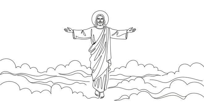 Jesus Christ statue in the clouds.