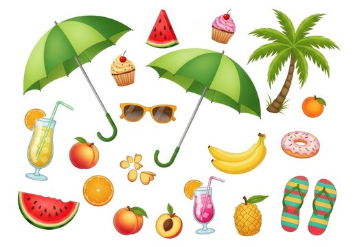 Vibrant summer items and fruits illustration