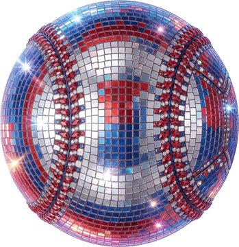 Patriotic Red White and Blue Disco Ball Baseball Digital Illustration