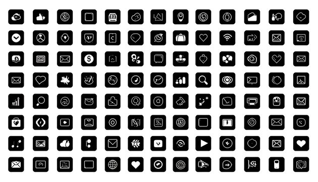 A collection of  small black and white symbols