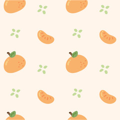 Fototapeta premium Cute Kawaii cartoon orange vector seamless pattern illustration