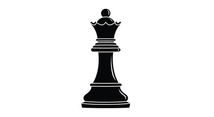 Black chess queen silhouette on a white background a regal game piece in profile view high quality professional detailed modern elegant © Nupur02