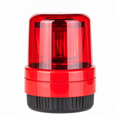 Obraz premium Red emergency siren isolated on white background, red alert warning beacon light for alarm, alert, security and emergency signal concepts