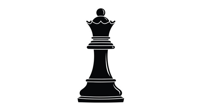 Black chess queen silhouette on a white background a regal game piece in profile view high quality professional detailed modern elegant