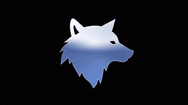 A wolf's head illustration appears against a black background