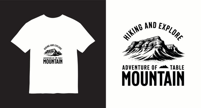 Hiking and explore adventure of table mountain t-shirt design concept.