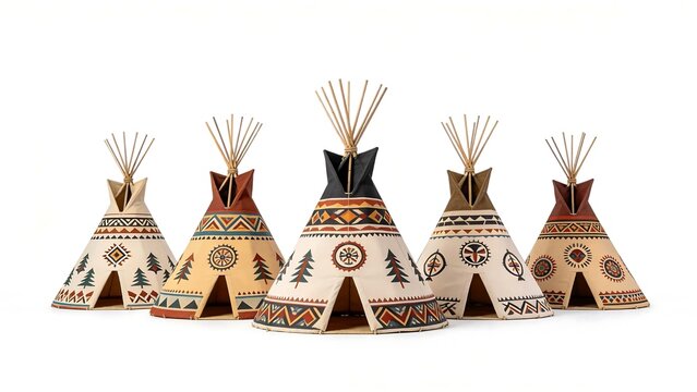 Decorated Teepees in a Row