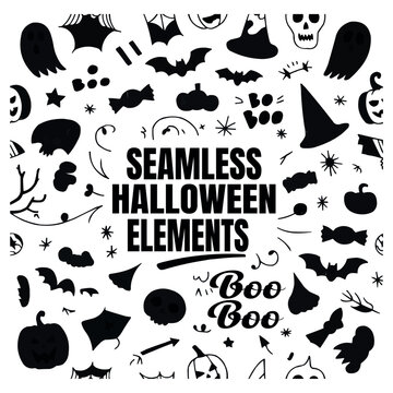 Seamless halloween pattern with icons