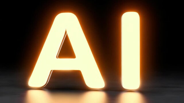 Illuminated AI Concept: The letters AI glow with an electric radiance, suggesting innovation and the boundless potential of the future. The design symbolizes the power of artificial intelligence. 