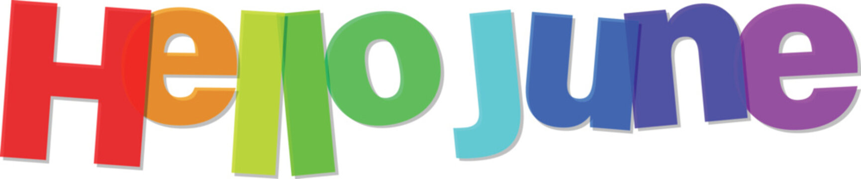 Hello June colorful rainbow text greeting  hello june colorful text  colorful hello june text