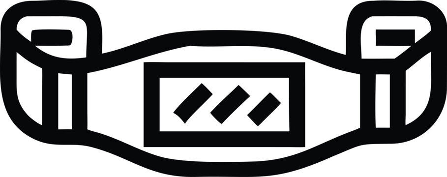 Minimalist black line icon illustrating a fitness tracker wristband or smart wearable device