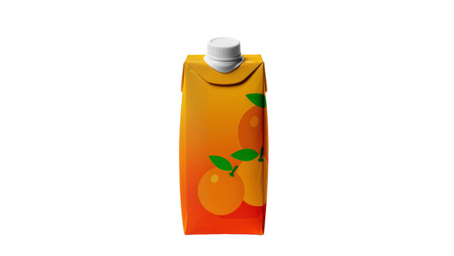Orange juice carton with cap and fruit graphics
