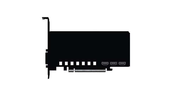 graphics card silhouette on a white background isolated computer component vector illustration high quality professional detailed modern elegant stylish clean crisp