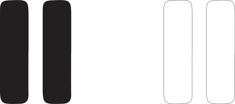 Pause icon, symbol of temporary stop, wait and multimedia control, vector icon in two styles: glyph and outline.