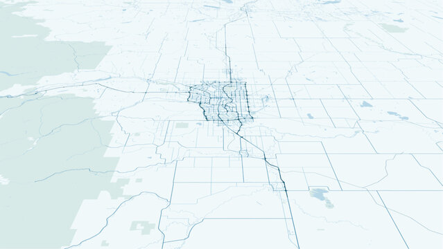 Modern minimalist vector map of Calgary, Alberta, Canada. High-quality scalable illustration of Calgary city grid, Bow River, and downtown for posters and urban design.
