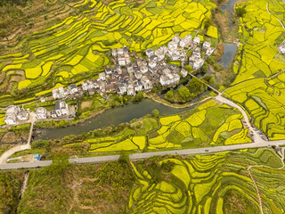 Fototapeta premium Aerial view of Wuyuan Scenic Area in Jiangxi Province, China