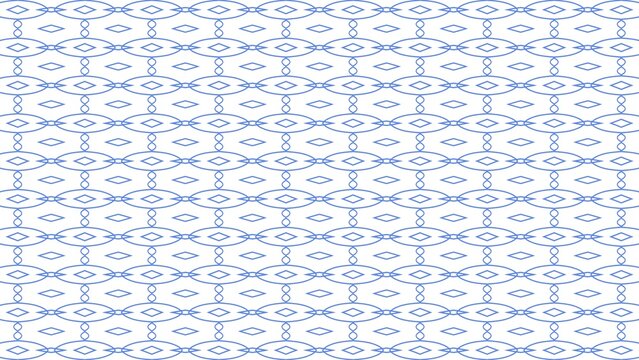 Seamless Blue Geometric Oval And Diamond Pattern