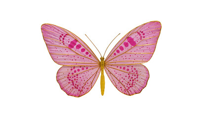 Pink speckled butterfly with golden body and delicate wings © Pablo