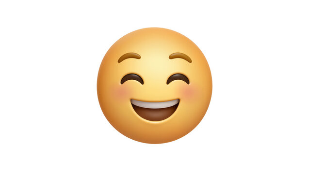 Smiling yellow face emoji with closed eyes and arched eyebrows