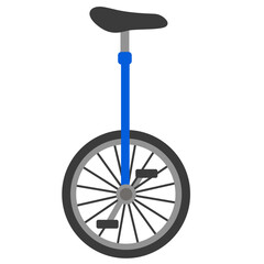 Blue unicycle with single wheel, balance cycling vehicle, performance transportation, vector illustration icon design graphic. © Wisnu