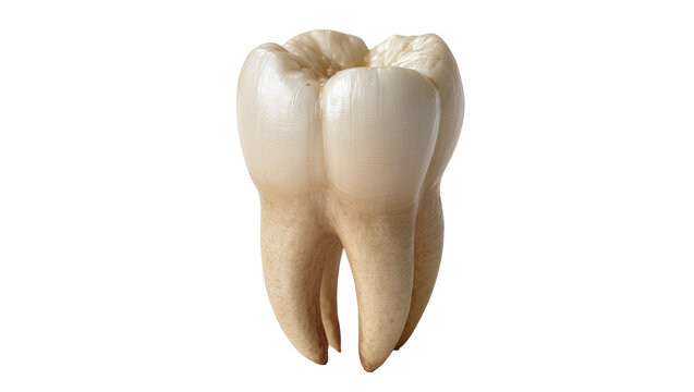 Creamy Beige Human Premolar Tooth with Root and Ridges