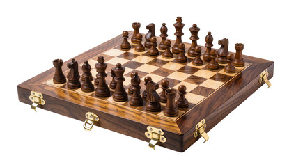 Wooden Chess Set with Folding Board and Dark Brown Pieces © Paula
